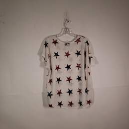 Girls Star Print Round Neck Short Sleeve Pullover T-Shirt Size 14/16 alternative image