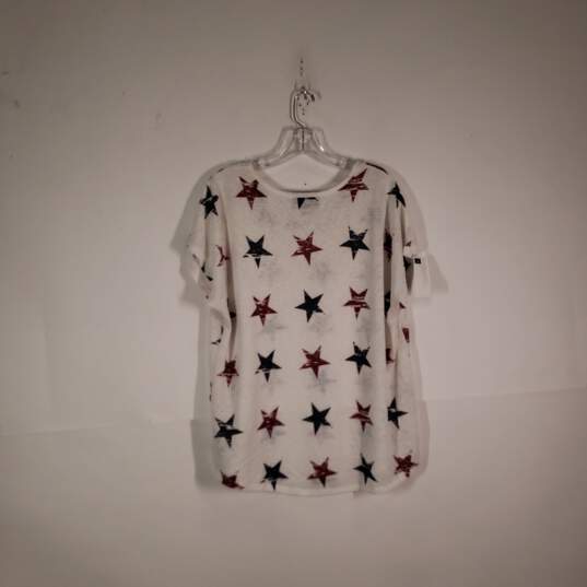 Girls Star Print Round Neck Short Sleeve Pullover T-Shirt Size 14/16 image number 2