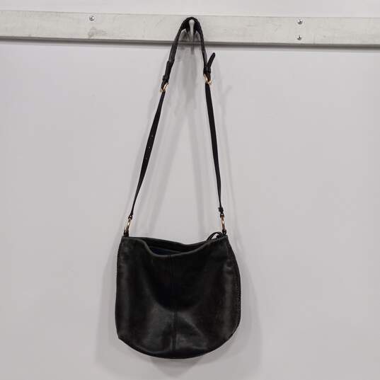 Cole Haan Genuine Black Leather Zip-Up Shoulder Bag image number 1