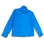 Womens Blue Mock Neck Long Sleeve Pockets Full-Zip Jackets Size PL image number 3
