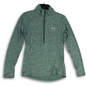 Womens Green Heather Mock Neck 1/2 Zip Long Sleeve Activewear Top Size S image number 1