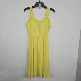 Yellow Subtle Textured Ruched Sleeveless Dress