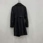 Womens Gray Long Sleeve Collared Belted Button Trench Coat Size Large image number 2