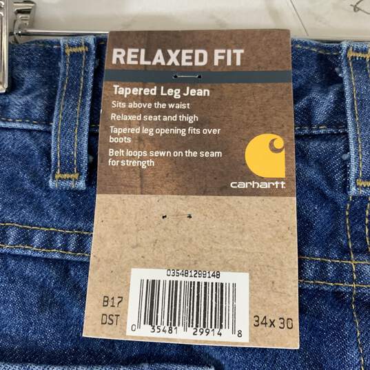 Men's Medium Wash Carhartt Relaxed Fit Jeans, Sz. 34x30 image number 3