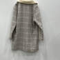 Womens Gray Plaid Sherpa Notch Collar Long Sleeve Overcoat Jacket Size XL image number 2