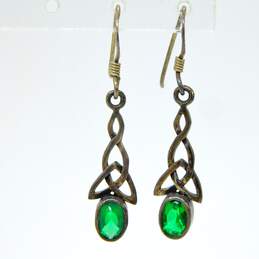 Irish 925 Green Glass Claddagh Hoop Celtic Knot & Shamrock Drop Earrings Variety alternative image