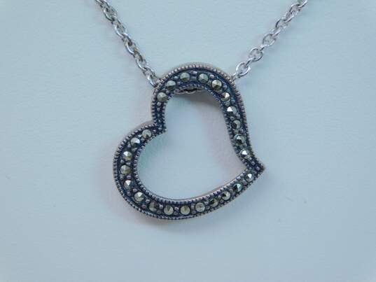 Judith Jack & 925 Topaz Amethyst Citrine & Peridot Cross & Marcasite Heart Pendants Necklace Circles Earrings & Hematite & Band Rings 33.7g image number 3