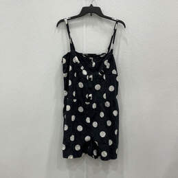 Womens Black Polka Dots Sleeveless Button Front One-Piece Romper Size 12