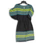NWT Womens Multicolor Chevron Tie Waist Round Neck Shift Dress Size Small image number 2