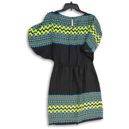 NWT Womens Multicolor Chevron Tie Waist Round Neck Shift Dress Size Small alternative image