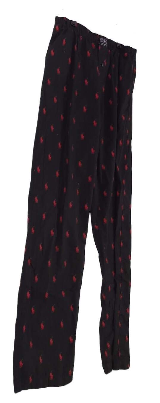 Mens Black Logo Print Elastic Waist Pajama Pants Size Medium image number 3