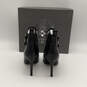 NIB Womens Kammie Black Leather Peep Toe Zipper Ankle Booties Size 6.5 M image number 2