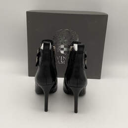 NIB Womens Kammie Black Leather Peep Toe Zipper Ankle Booties Size 6.5 M alternative image