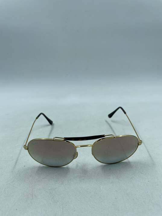 Ray-Ban Gold Pilot Mirrored Sunglasses image number 2