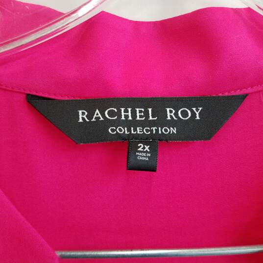 Rachel Roy bright pink faux wrap tank top blouse size 2X image number 4
