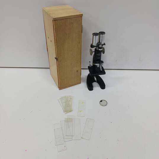 Atco Microscope in Wooden Box image number 1