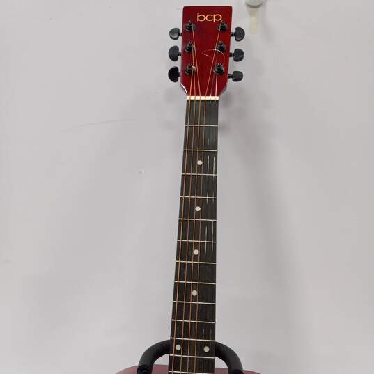 BCP Red Wooden 6 String Acoustic Guitar w/Matching Case image number 3