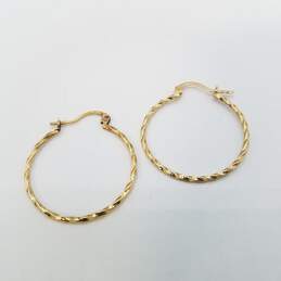 14K Gold Twist 1in Hoop Earrings 1.3g