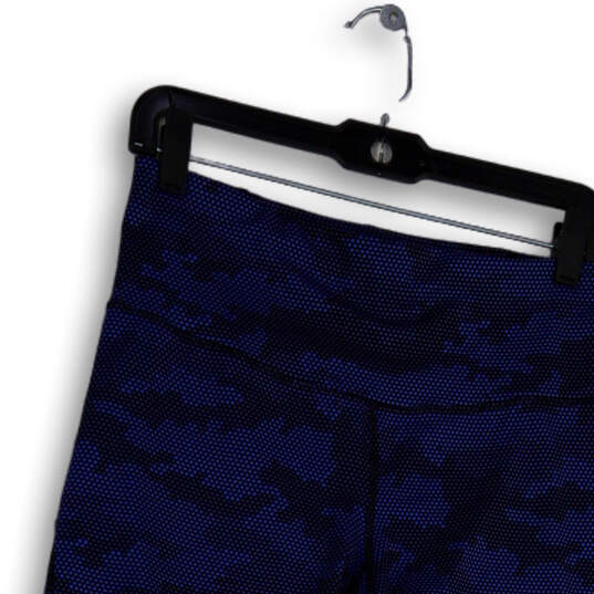 Womens Blue Black Camouflage High Waist Pull-On Capri Leggings Size Medium image number 4