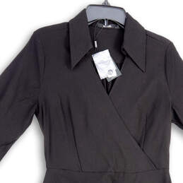 NWT Womens Black Collared Long Sleeve Flared Shirt Dress Size Large