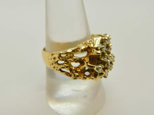 Vintage 14K Yellow Gold 0.64 CTTW Round Diamond Brutalist Ring 9.8g image number 2