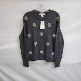 MICHAEL Michael Kors Gray Knit Rhinestone Embellished Sweater WM Size S NWT