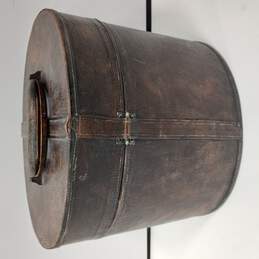 Metal and Leather Oval Hat Box alternative image