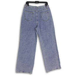 NWT Womens Blue Patchwork Denim Distressed Wide-Leg Jeans Size XL alternative image