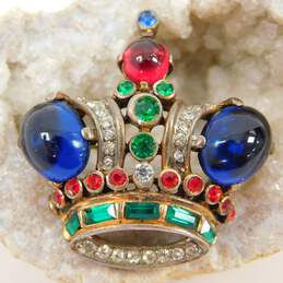 VNTG Mid Century 925 Sterling Silver Crown Trifari Jelly Belly Royal Crown Brooch