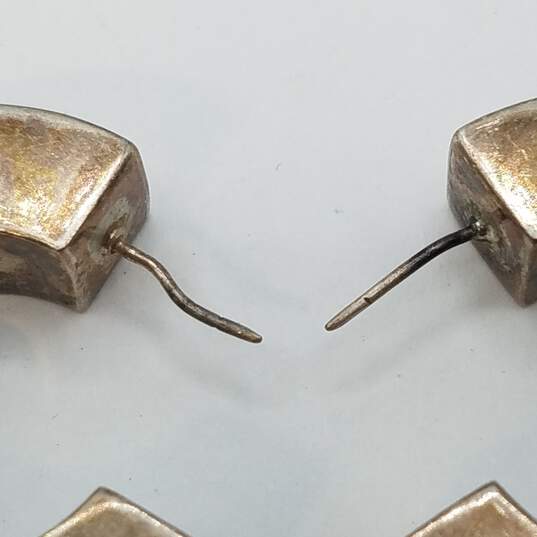 Sterling Silver Modernist 3/4 Hoop Post Earrings Damage  20.0g image number 2