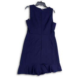 Womens Blue Sleeveless Ruffled V-Neck Knee Length A-Line Dress Size 10 alternative image