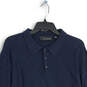 Mens Navy Blue Argyle Print Long Sleeve Spread Collar Polo Shirt Size Large image number 3