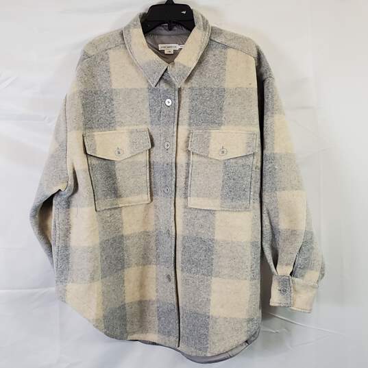 Good American Men Grey/Beige Check Button Up L/XL image number 1