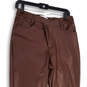 Womens Brown Leather Flat Front Straight Leg Ankle Pants Size 28/6L image number 3