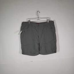 Womens Regular Fit Pocket Medium Wash Flat Front Cargo Shorts Size 16