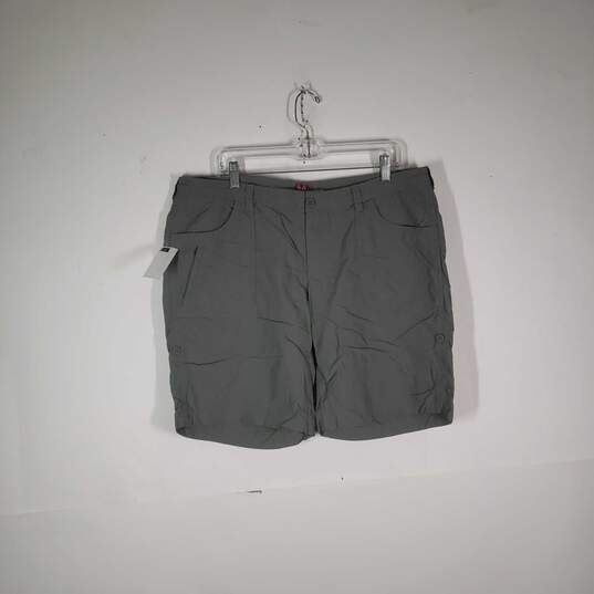Womens Regular Fit Pocket Medium Wash Flat Front Cargo Shorts Size 16 image number 1