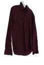 Womens Burgundy Collared Long Sleeve Button Up Shirt Size L/S image number 3