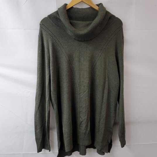 Tribal Cowl Neck Olive Green Sweater Tunic XL NWT image number 1