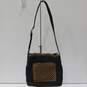 Womens Black Snap Inner Pockets Straw Braided Leather Strap Shoulder Bag image number 1