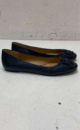 Tory Burch Lowell 2 Navy Blue Leather Flats Loafers Shoes Women's Size 9.5 M