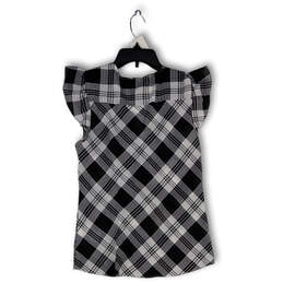 Womens White Black Plaid Front Knot Sleeveless Pullover Blouse Top Size M alternative image