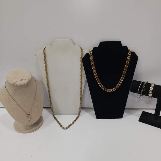 Bundle of Faux Gold Tones Costume Jewelry image number 1