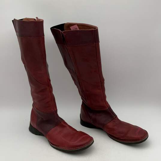 Sergio Tamani Womens Maroon Round Toe Side Zip Tall Knee High Boots Size 40 image number 2