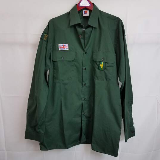 Vintage green button up shirt with patches image number 1