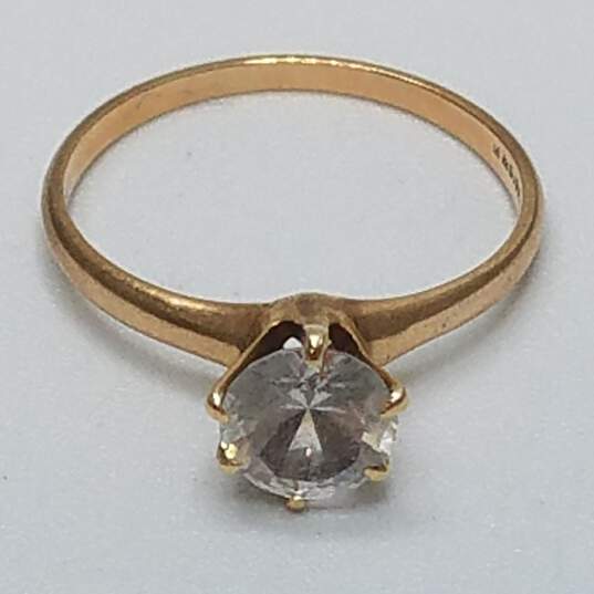 10K Gold Cubic Zirconia Solitaire Sz 5 3/4 Ring 1.6g image number 1