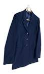Mens Blue Long Sleeve Pockets Notch Collar Blazer Jacket Size 39 image number 3