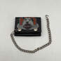 Mens Black Leather Detachable Chain Card Holder Snap Tri-Fold Wallet image number 1