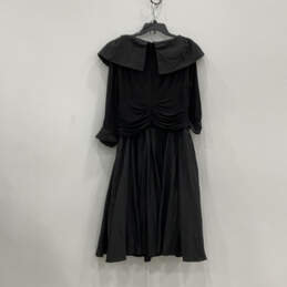 Womens Black 3/4 Sleeve Portrait Collar Back Zip A-Line Dress Size 14W alternative image