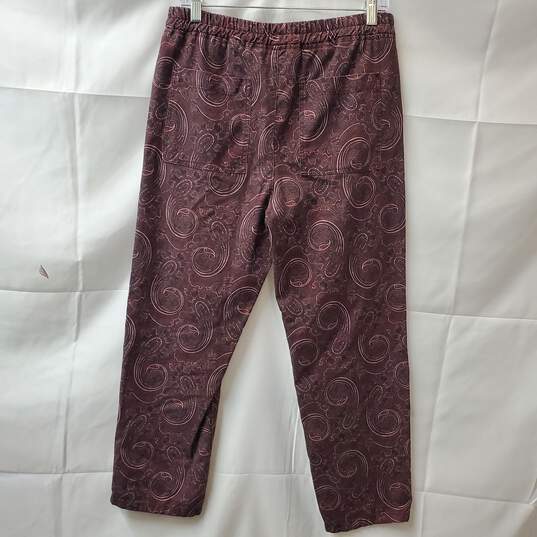 Purple Paisley Printed Cropped Straight Leg Ankle Pants Womens Size M image number 2