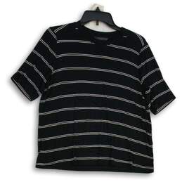 Banana Republic Womens Black White Striped Round Neck Pullover T-Shirt Size L